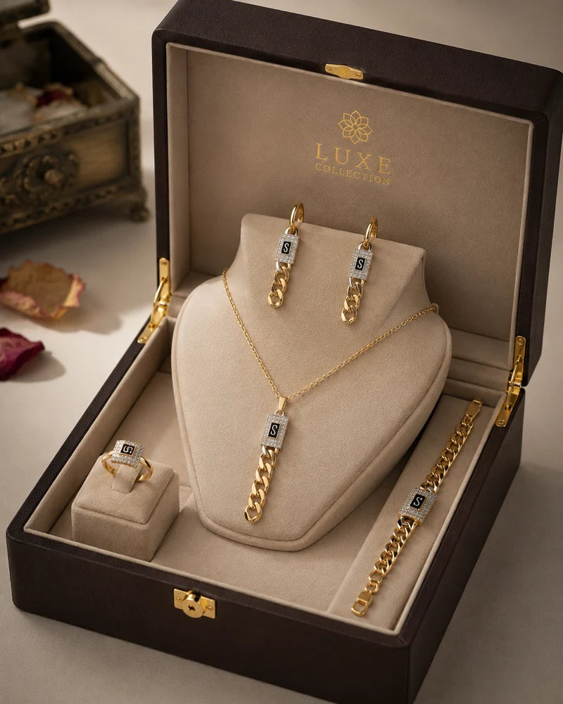Gold Monogram Jewelry Set